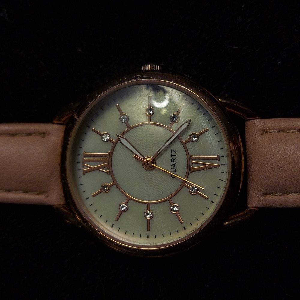 Accutime Ladies Pink & Rose Gold Quartz Watch